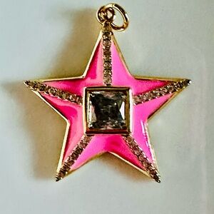 Pink Star Pendant with Gold Accents